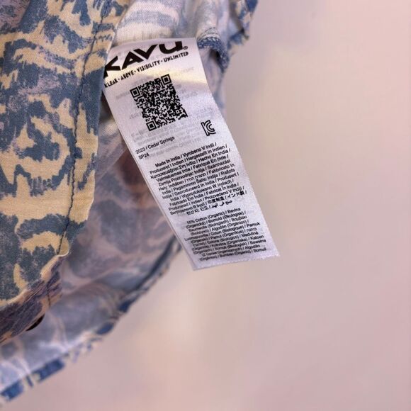 Kavu Men's Blue with Cream and Purple Patterned Button Front Short Sleeve XL - Picture 4 of 4